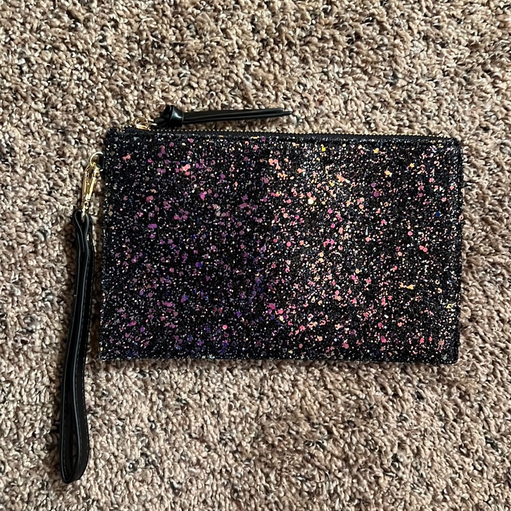 Sparkly purple zippered wristlet
